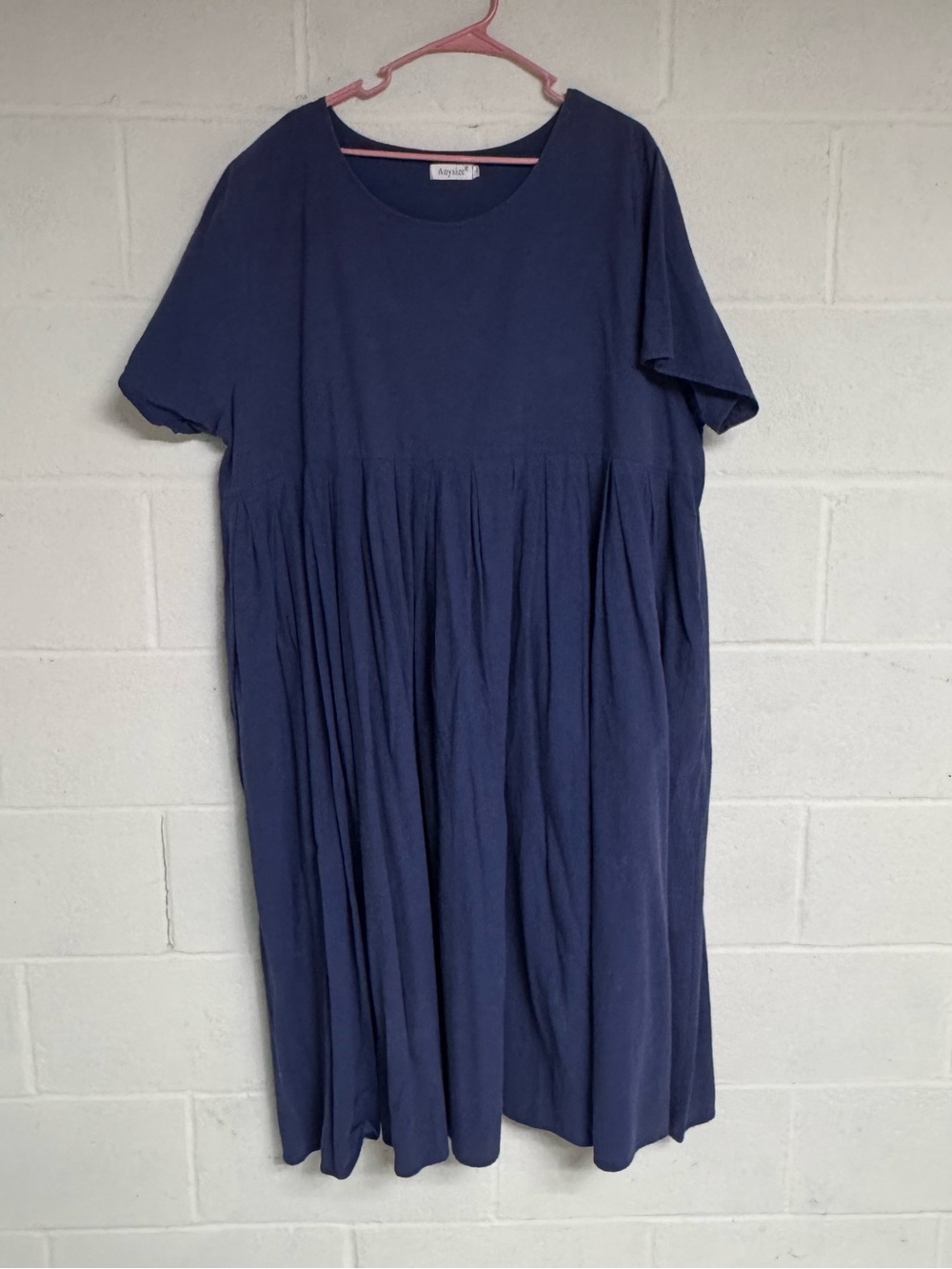 Navy Short Sleeve Midi Dress